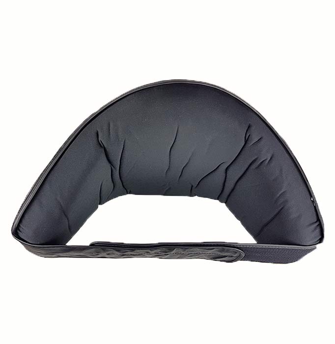 Rear view of the professional leather belly pad showing the heavy-duty adjustable Velcro strap attachment.
