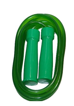A green Muay Thai skipping rope with solid handles and a solid rope, heavy and hard 