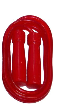 A green Muay Thai skipping rope with foam handles and a solid rope design, coiled and ready for use.