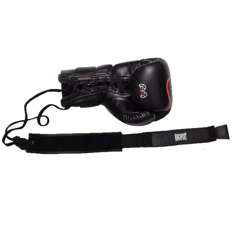 Boxing glove lace converter on a Rival boxing glove