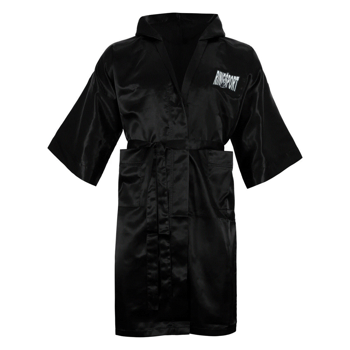 All Black boxing robe with a logo on the chest 