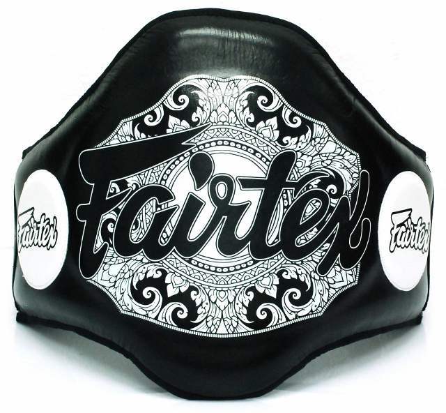 Fairtex muay thai belly pad with 'Fairtex' branding
