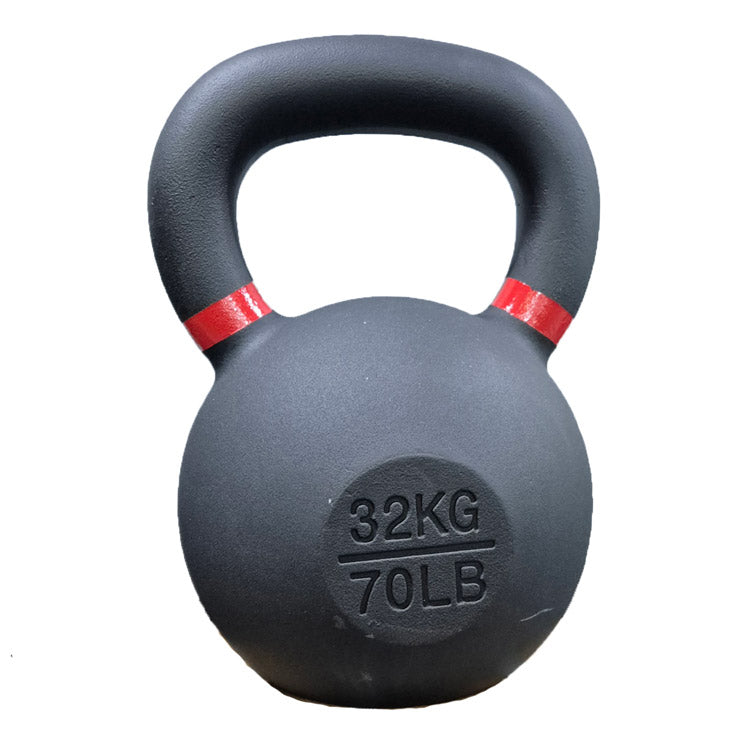 Black kettlebell with red accents and weight 32kg