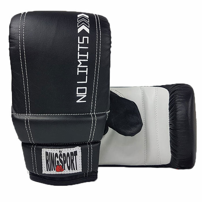 Leather boxing bag mitts with elastic wrist