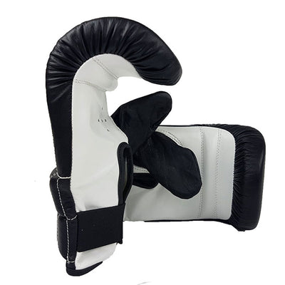 Leather boxing bag mitts with elastic wrist side
