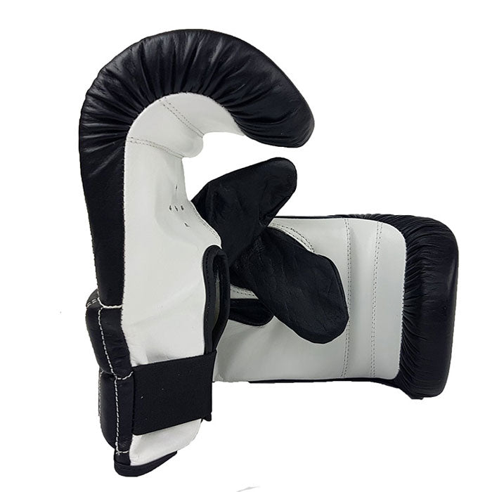 Leather boxing bag mitts with elastic wrist